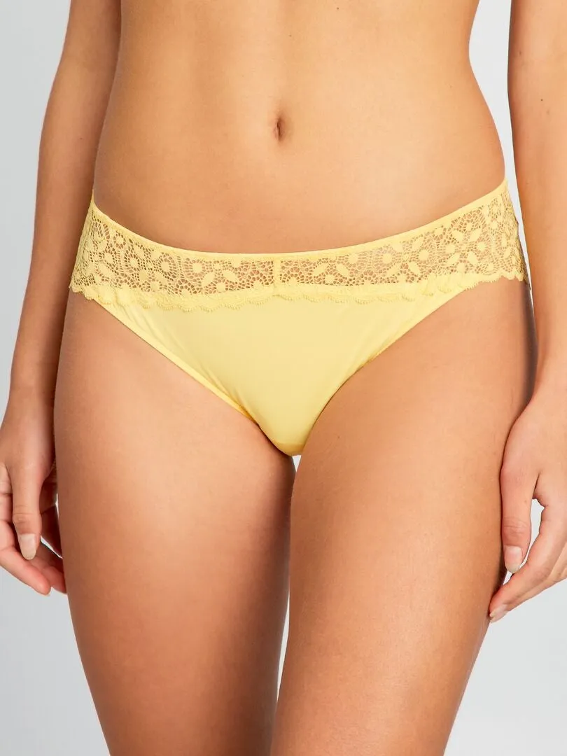 BRAGUITA DE MICROFIBRA Y ENCAJE  AMARILLO