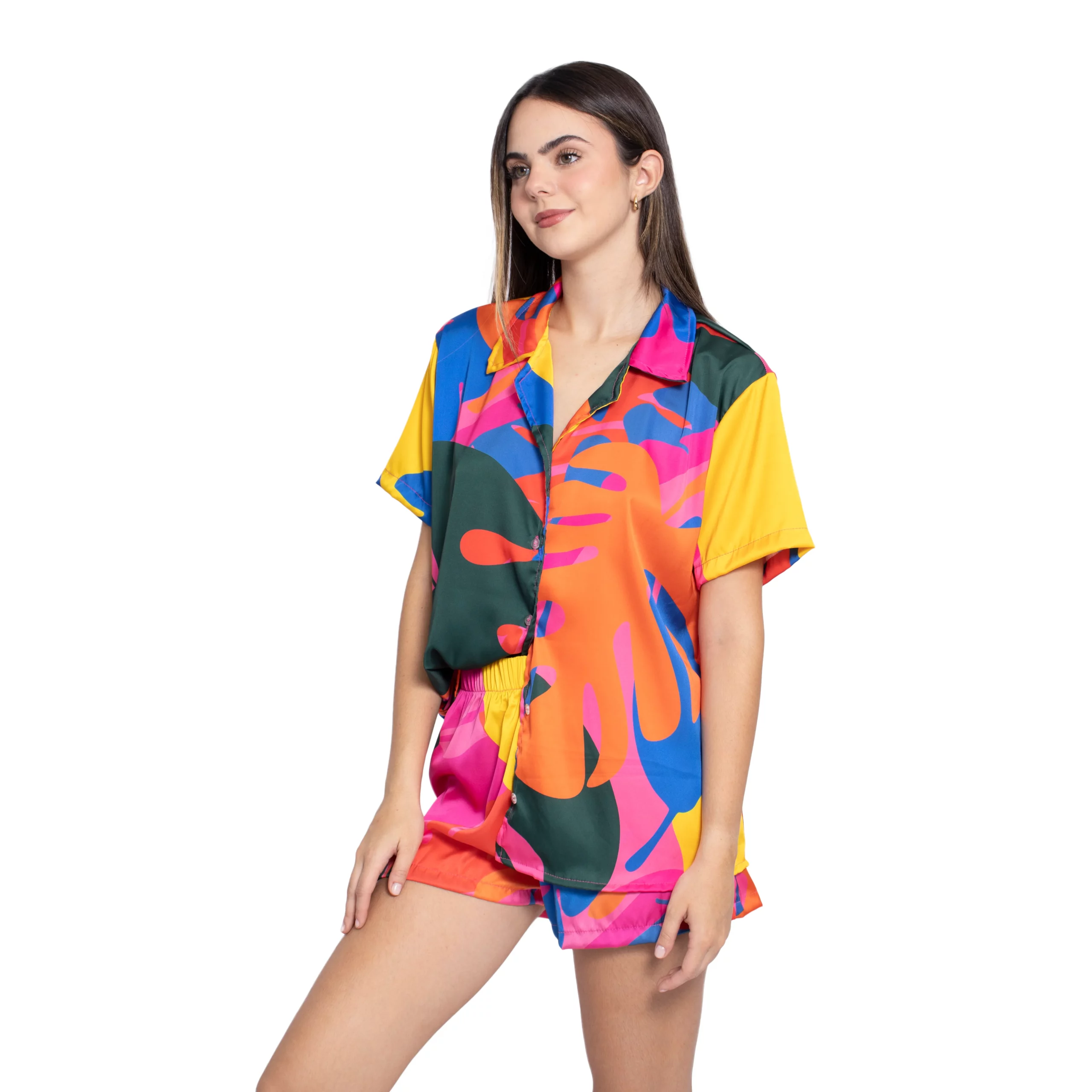 Camisa de dormir con botones manga corta Jungle