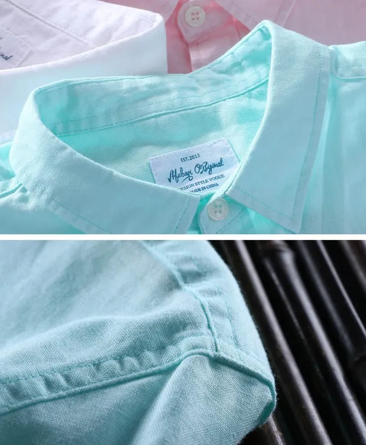 Camisa De Lino Y Algodón Para Hombre