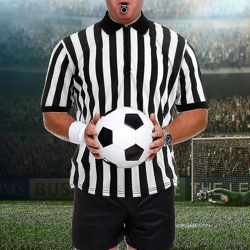 Camisa de árbitro a rayas Hombres Cuello oficial de estilo profesional Camisa de árbitro Gimnasio Fútbol deportivo Artículos de 