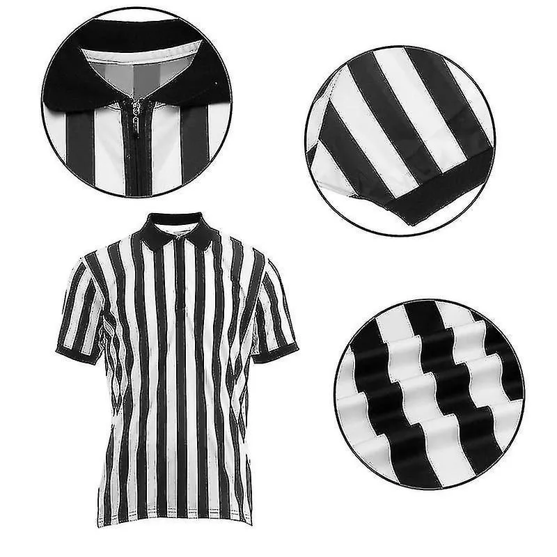 Camisa de árbitro a rayas Hombres Cuello oficial de estilo profesional Camisa de árbitro Gimnasio Fútbol deportivo Artículos de 