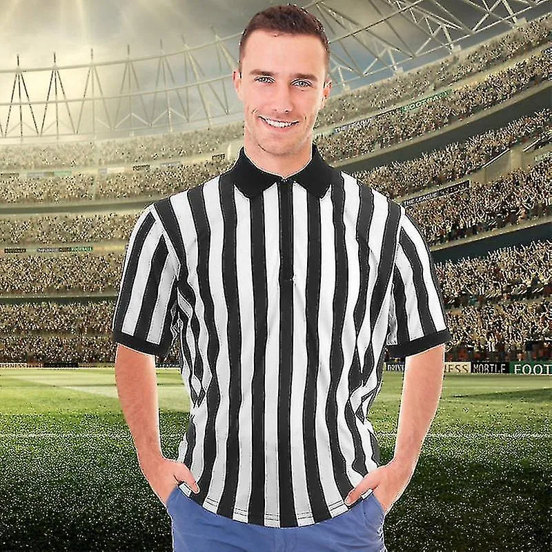 Camisa de árbitro a rayas Hombres Cuello oficial de estilo profesional Camisa de árbitro Gimnasio Fútbol deportivo Artículos de 