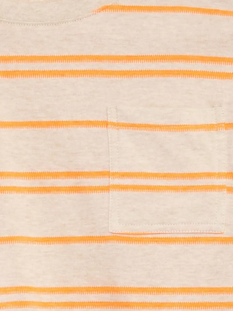 CAMISETA DE PUNTO A RAYAS  BEIGE