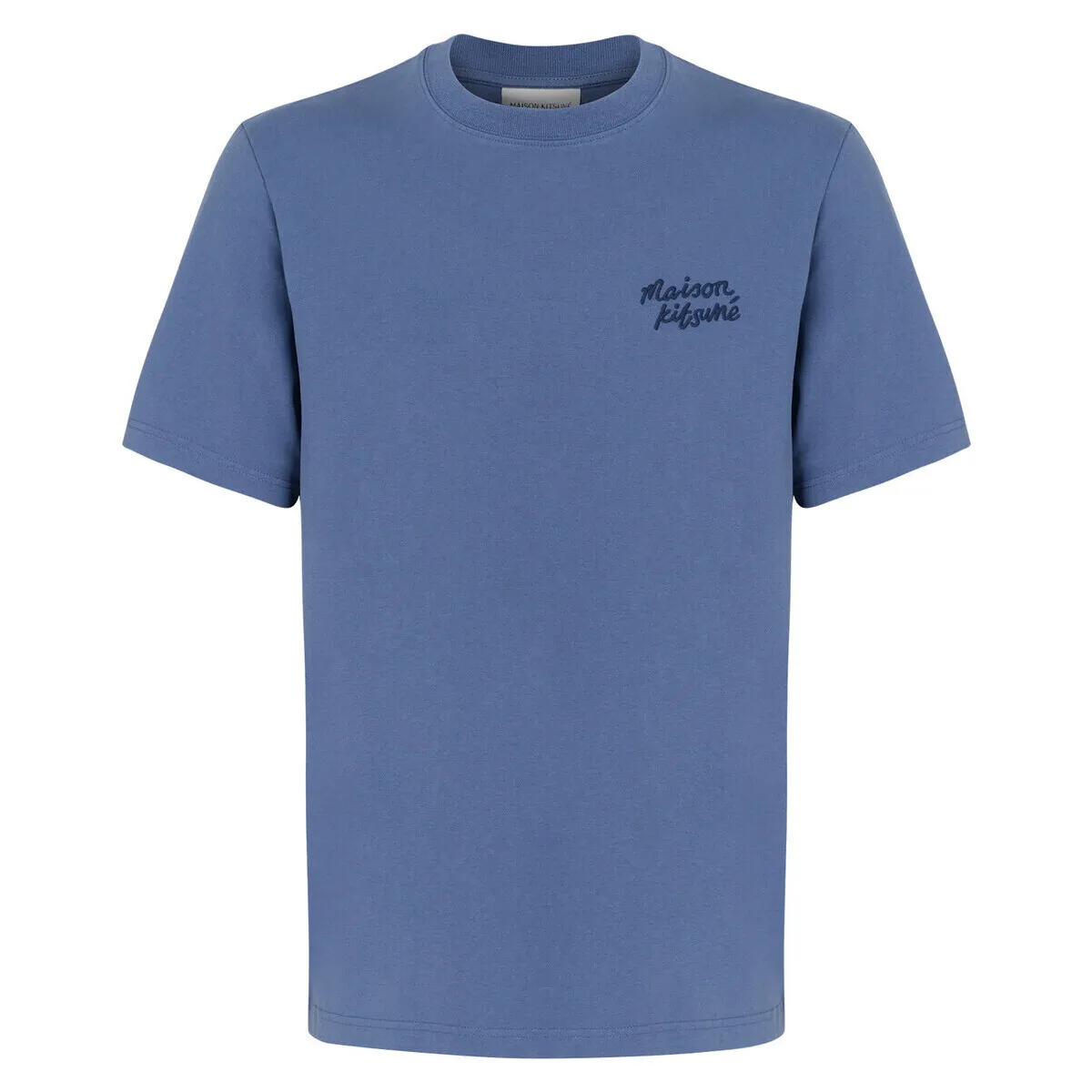 Camiseta Maison Kitsuné Escritura a mano en jersey azul