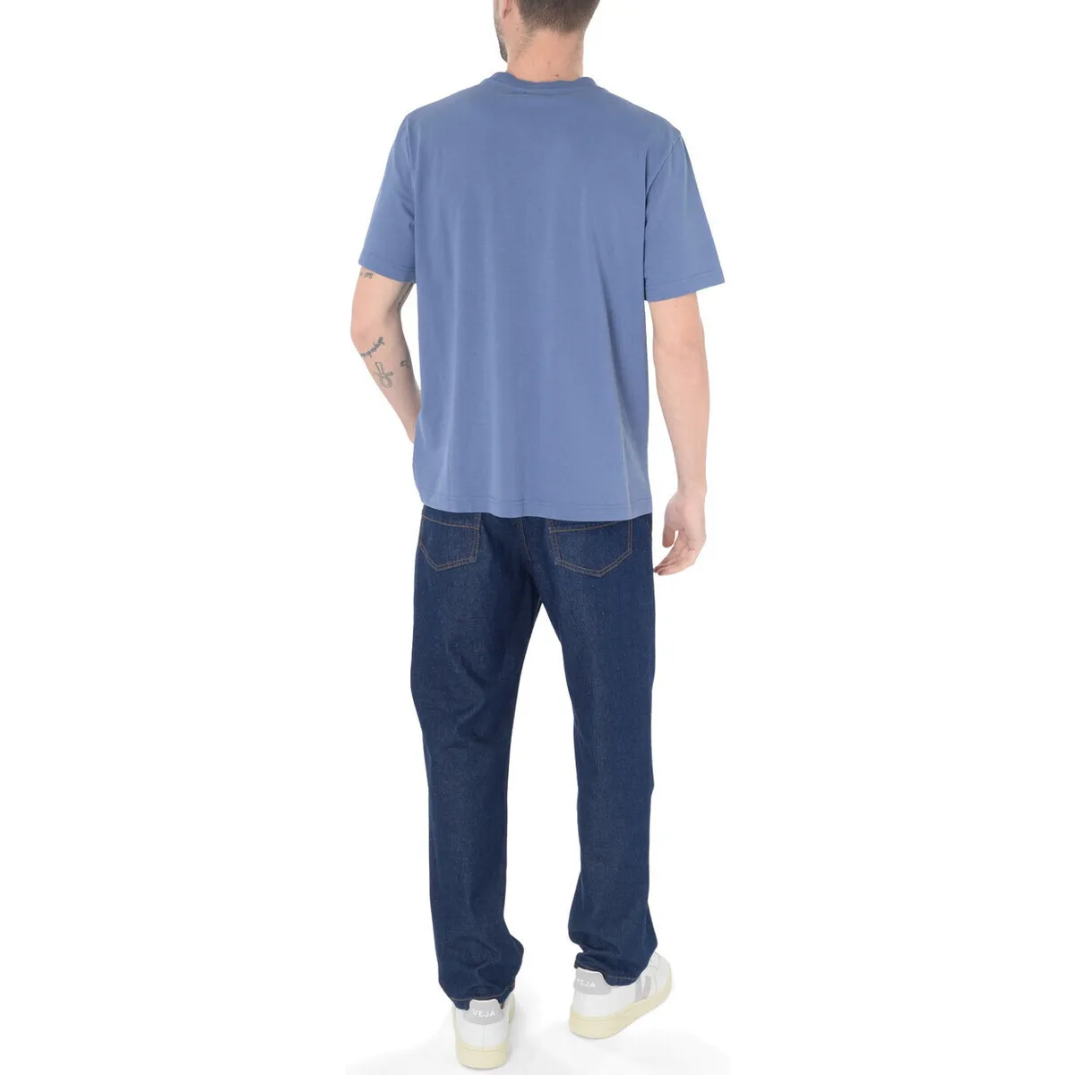 Camiseta Maison Kitsuné Escritura a mano en jersey azul