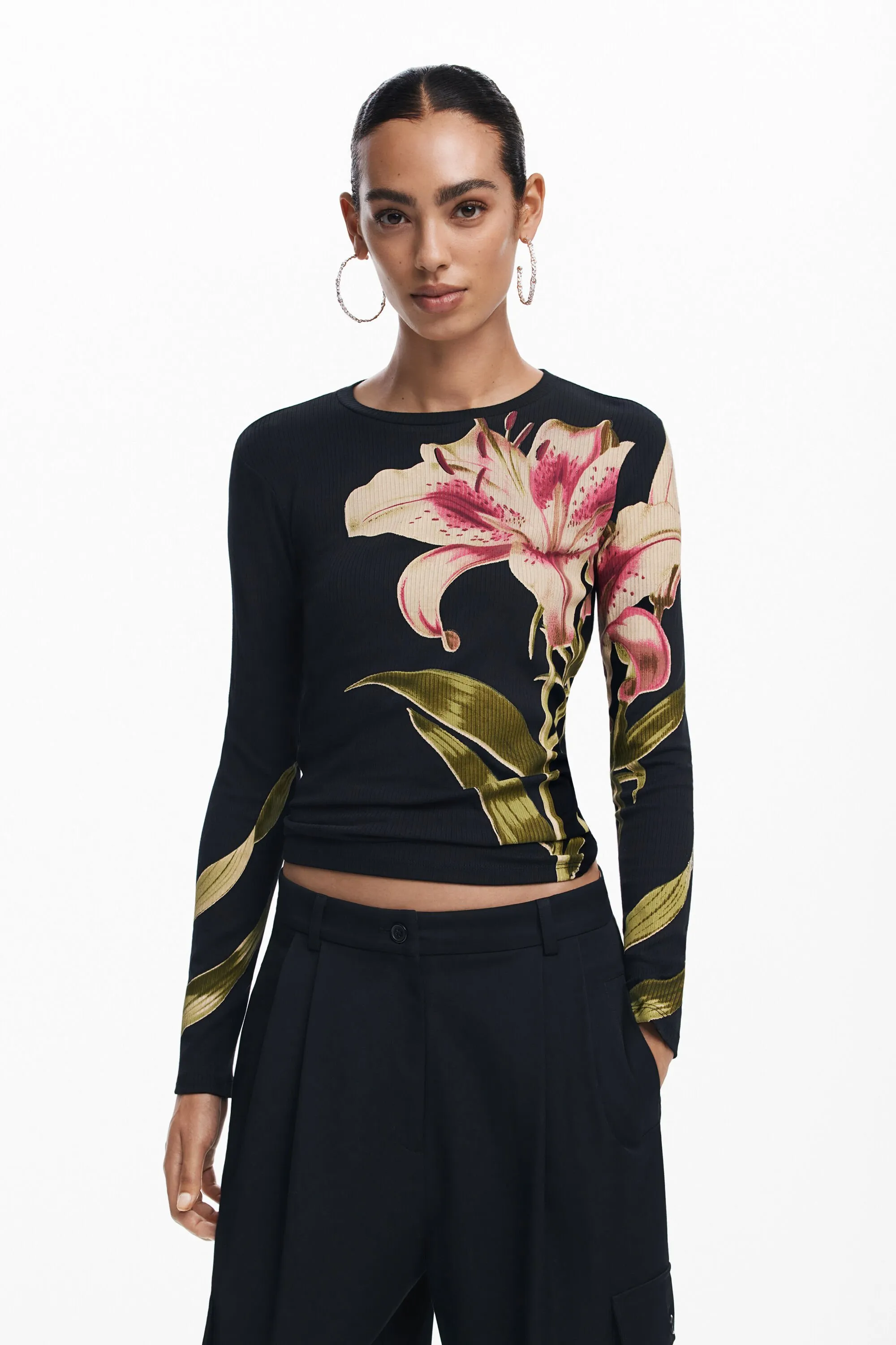 Camiseta manga larga orquídea