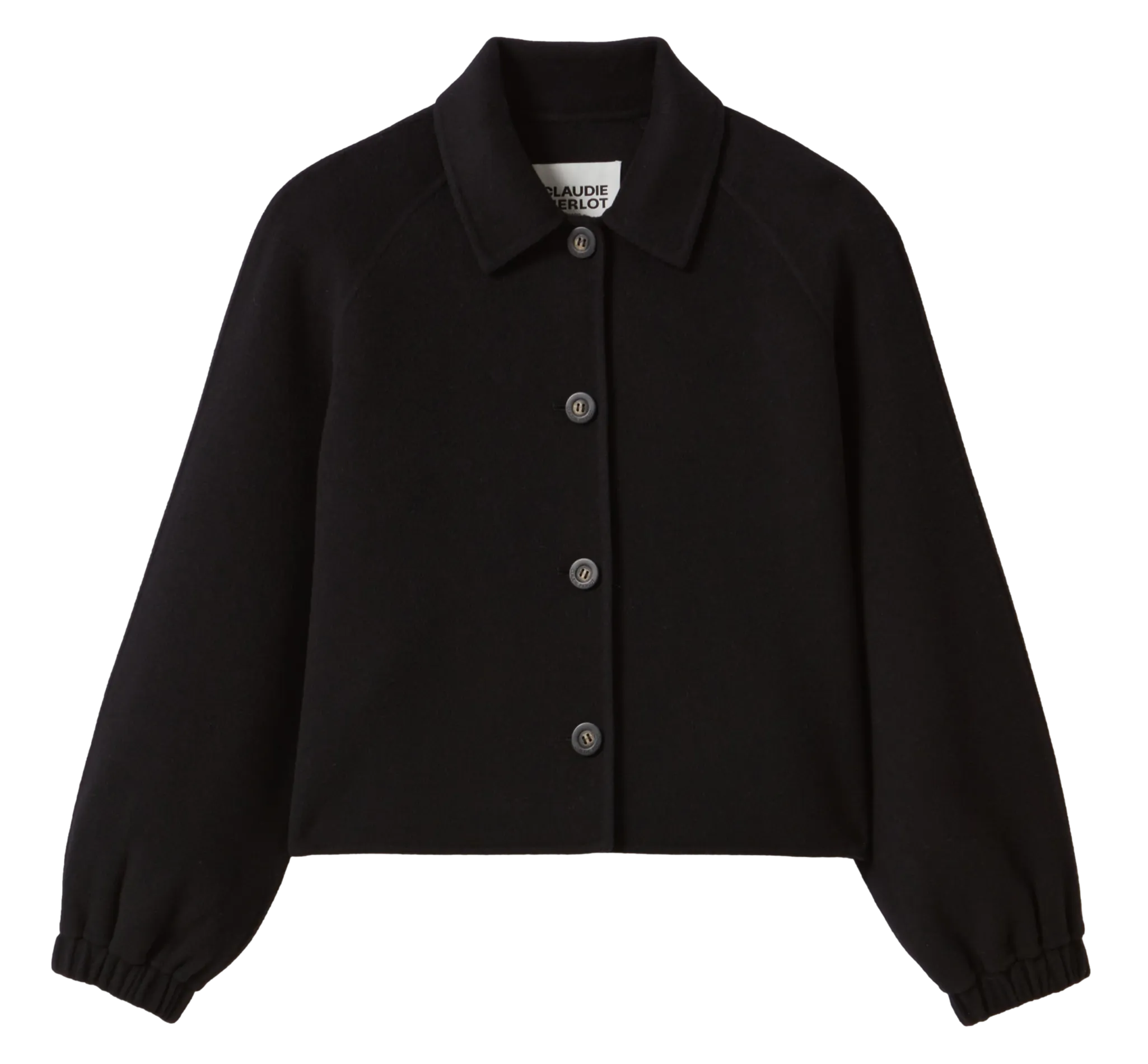 Chaqueta corta de mezcla de lana en negro
