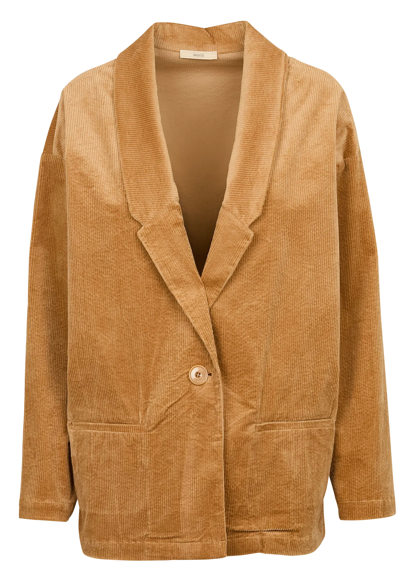 Chaqueta de mezcla de lana a rayas en beige