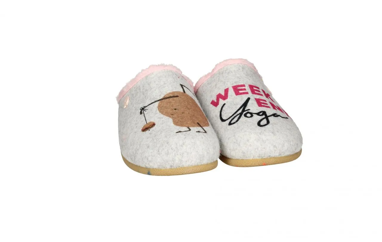 Chinela Twin Gris Weekend Yoga Filo Rosa