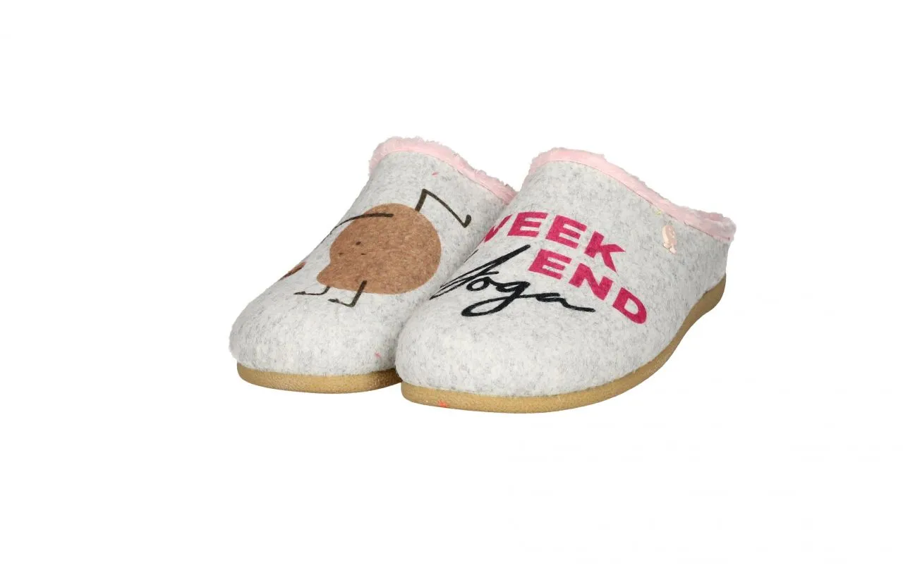Chinela Twin Gris Weekend Yoga Filo Rosa