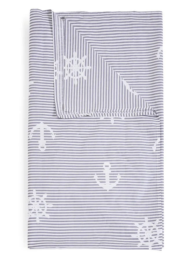 COLCHA CON UN DISEñO MARINERO GRISBLANCO