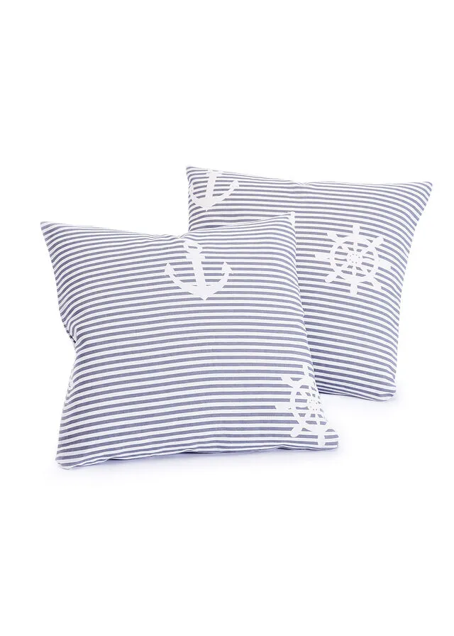 COLCHA CON UN DISEñO MARINERO GRISBLANCO