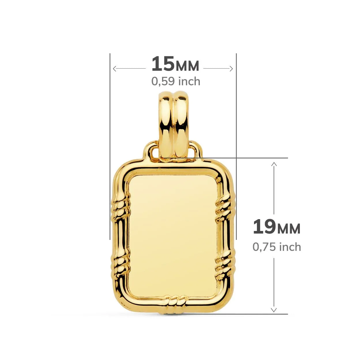 Colgante Placa Oro 19 x 15 mm