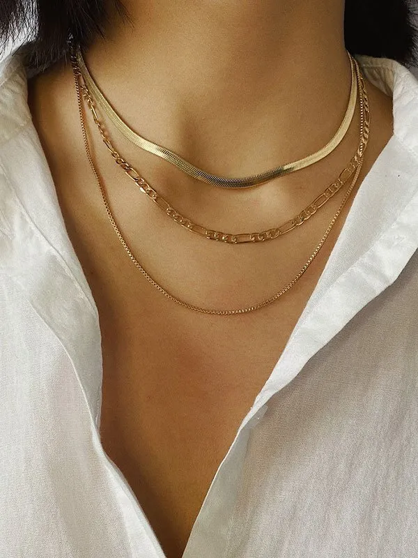 Collar de cadena de eslabones de metal de 3 piezas