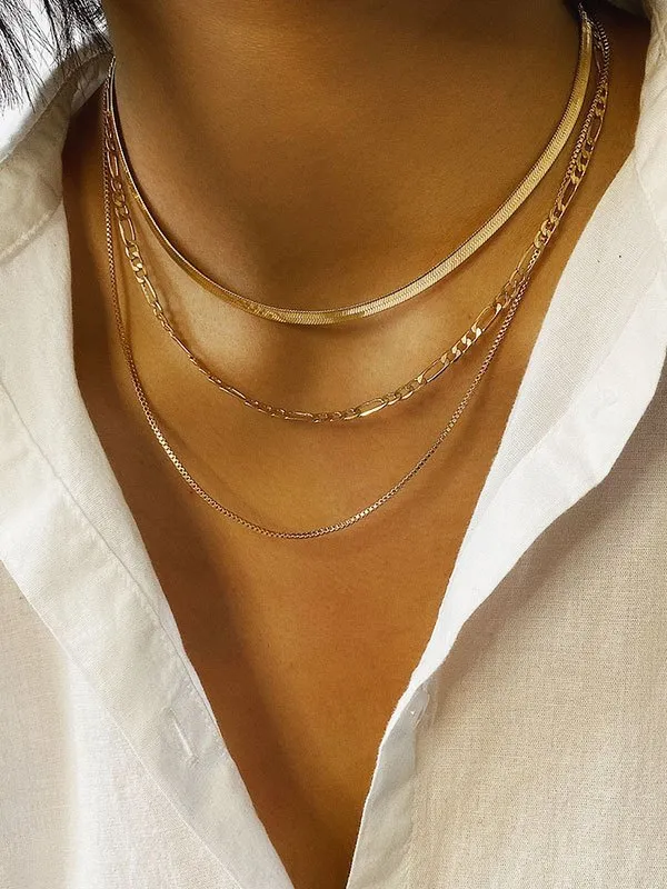 Collar de cadena de eslabones de metal de 3 piezas
