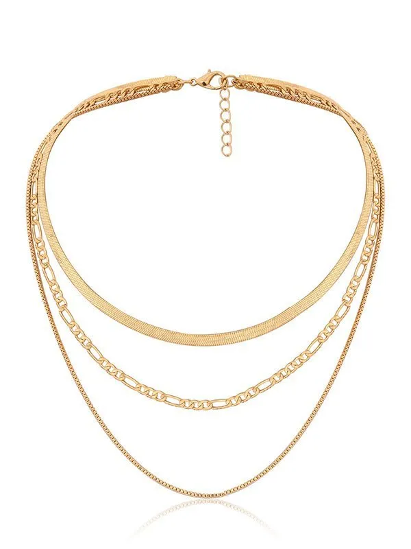 Collar de cadena de eslabones de metal de 3 piezas