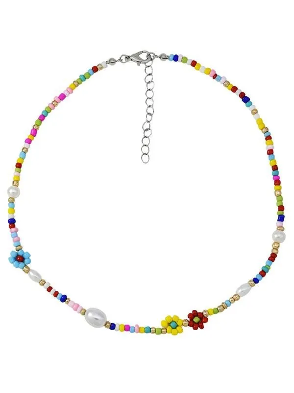 Collar de cuentas de flores de arcoíris