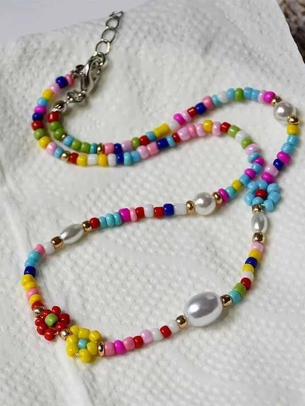 Collar de cuentas de flores de arcoíris