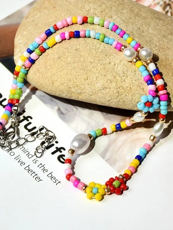 Collar de cuentas de flores de arcoíris