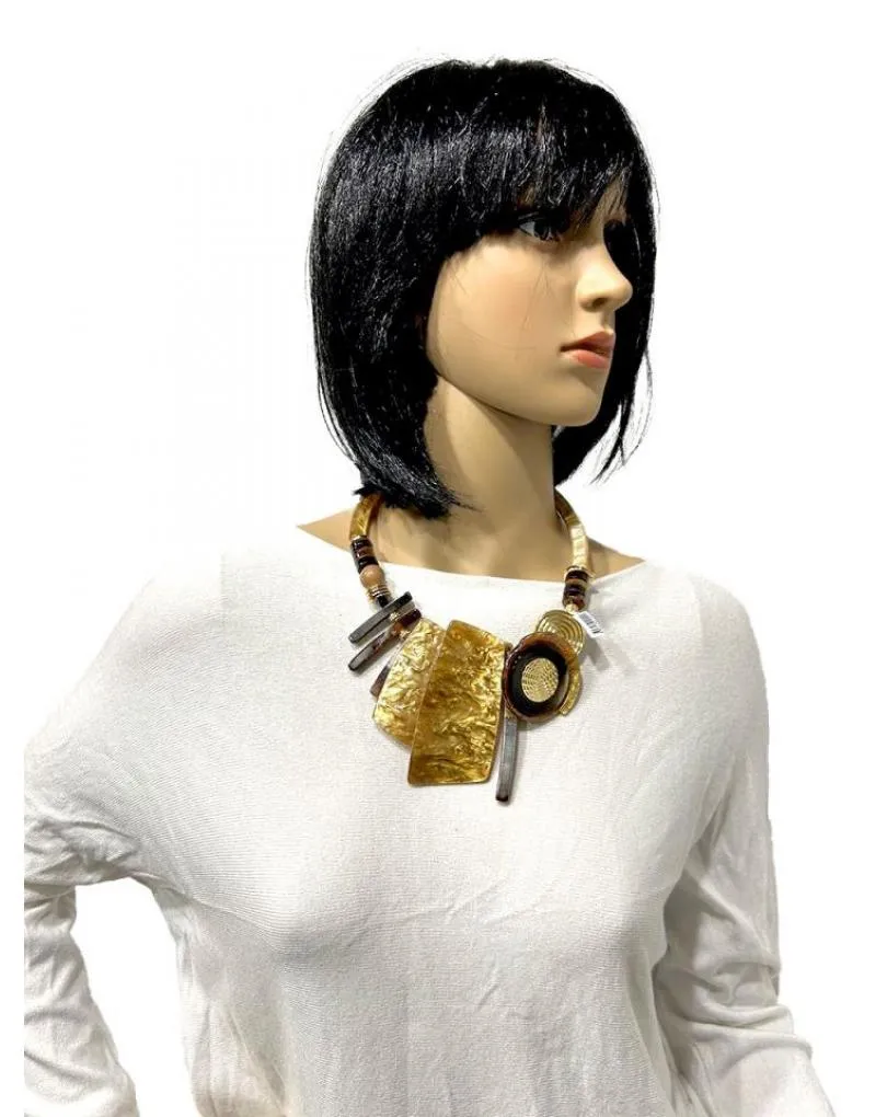 COLLARES ORIGINALES CON DISEÑO MODERNO TONO CAREY Y NEGRO