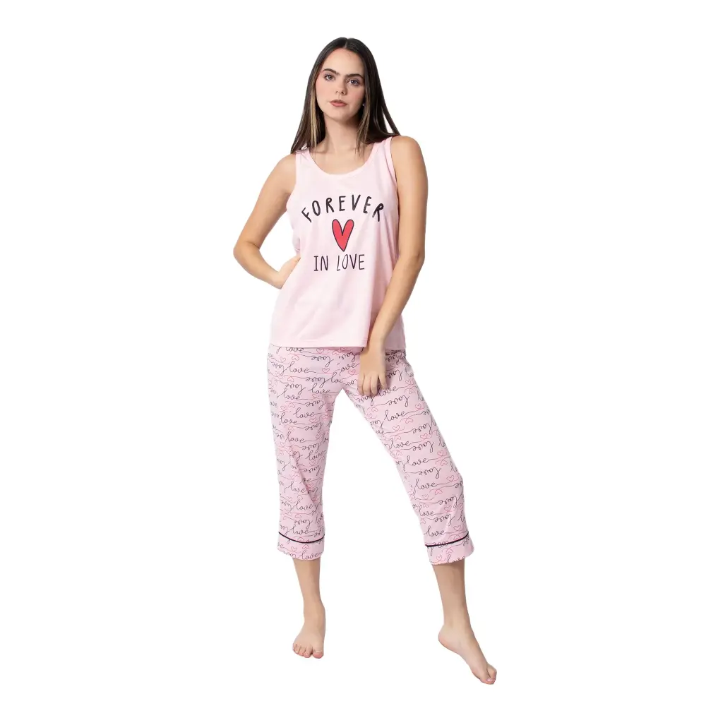Conjunto de dormir pantalón capri con blusa sin mangas