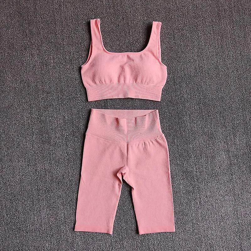 Conjunto de yoga para mujeres sin costuras Sujetador deportivo Pantalones cortos deportivos Traje de desgaste de fitness Gimnasi