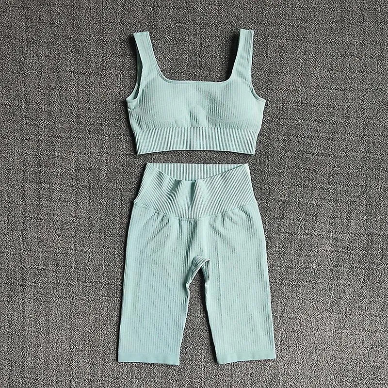Conjunto de yoga para mujeres sin costuras Sujetador deportivo Pantalones cortos deportivos Traje de desgaste de fitness Gimnasi