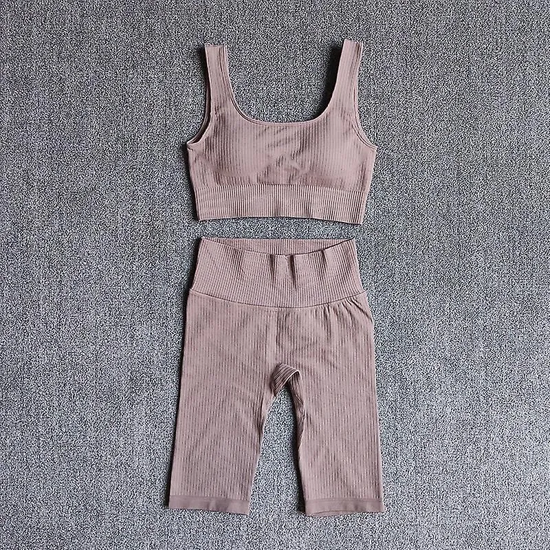 Conjunto de yoga para mujeres sin costuras Sujetador deportivo Pantalones cortos deportivos Traje de desgaste de fitness Gimnasi