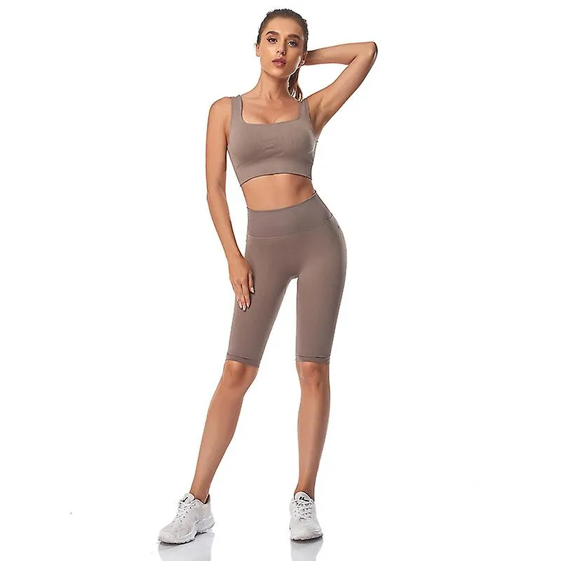 Conjunto de yoga para mujeres sin costuras Sujetador deportivo Pantalones cortos deportivos Traje de desgaste de fitness Gimnasi