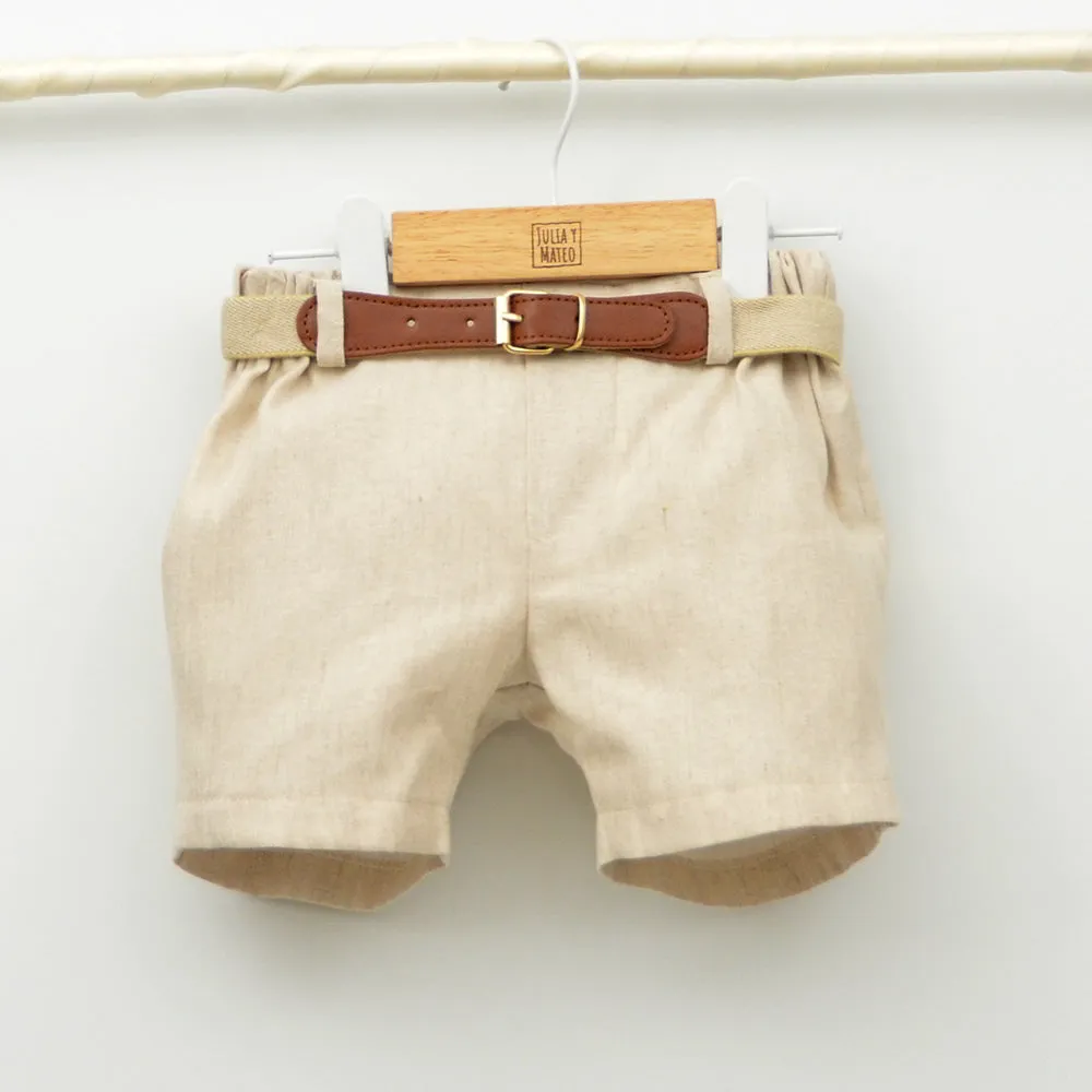 Conjunto Nio India con camisa y pantalón de lino con cinturón