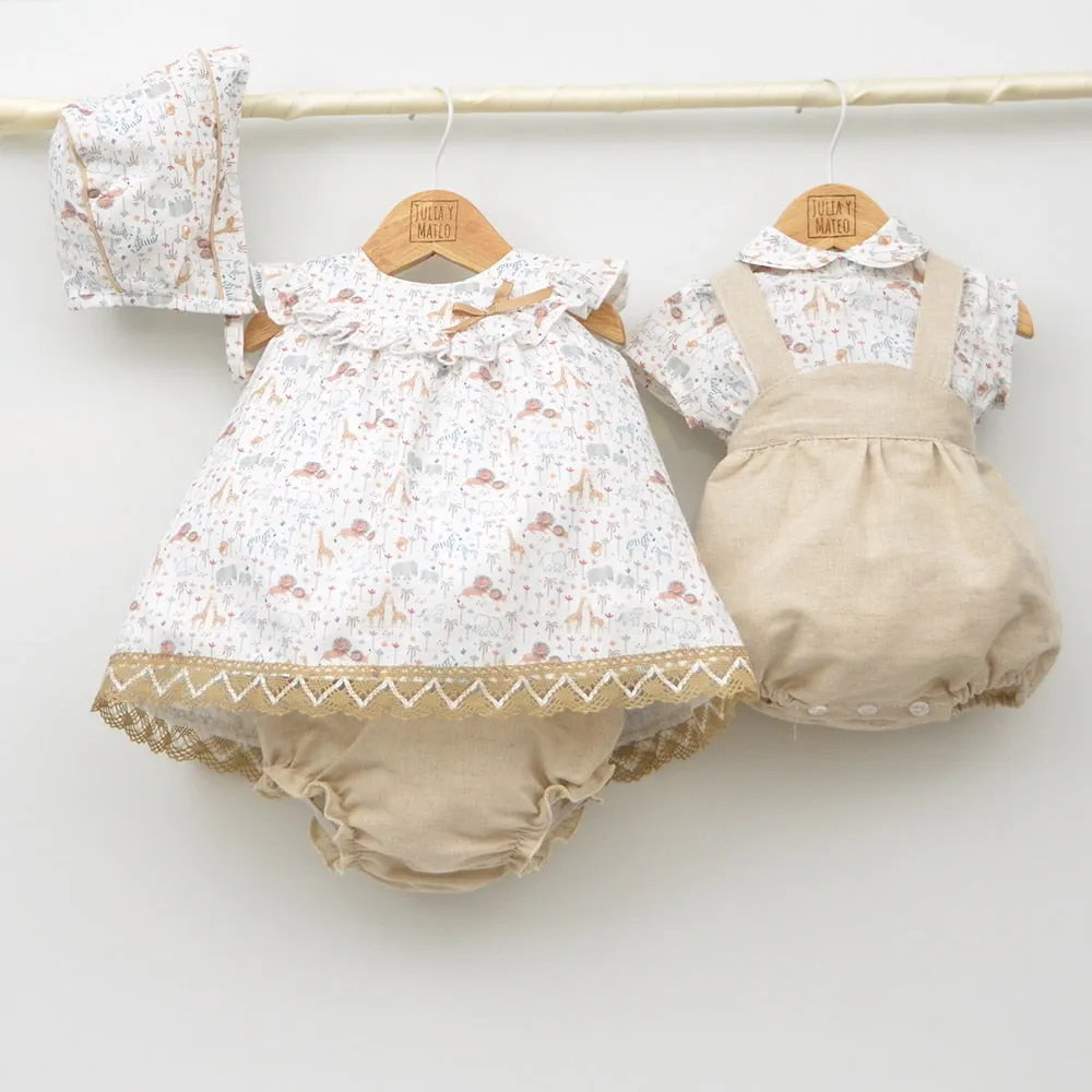 Conjunto Nio India con camisa y pantalón de lino con cinturón