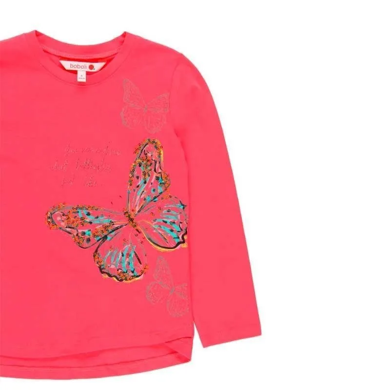 Conjunto ropa de niña falda viella y camiseta roja