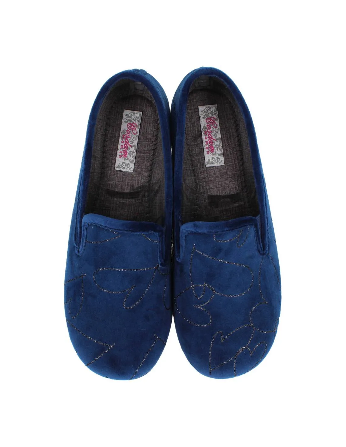 COSDAM  ZAPATILLA CASA CERRADA CORAZONES GLITTER MARINO