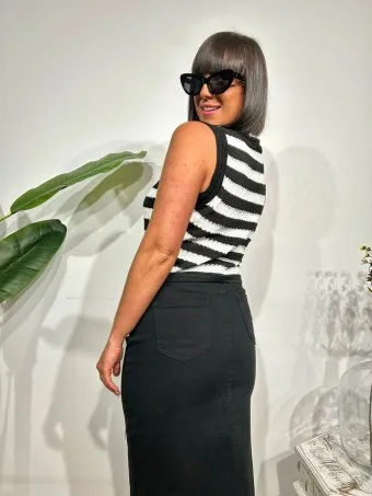 Cuerpo Pointelle Rayas MAREGY Negro