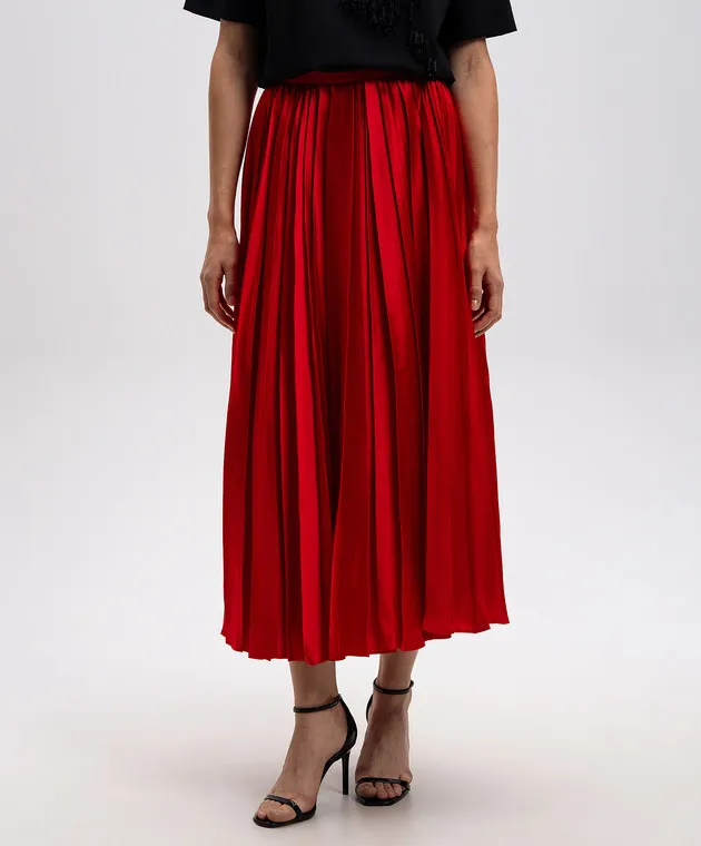 Del Core Red pleated skirt