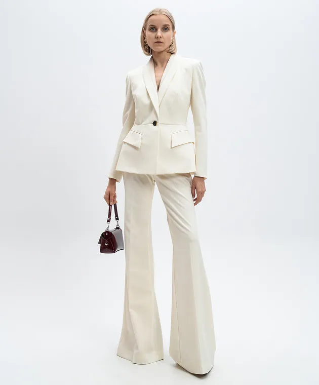 Del Core White BOOTCUT flared pants with wool
