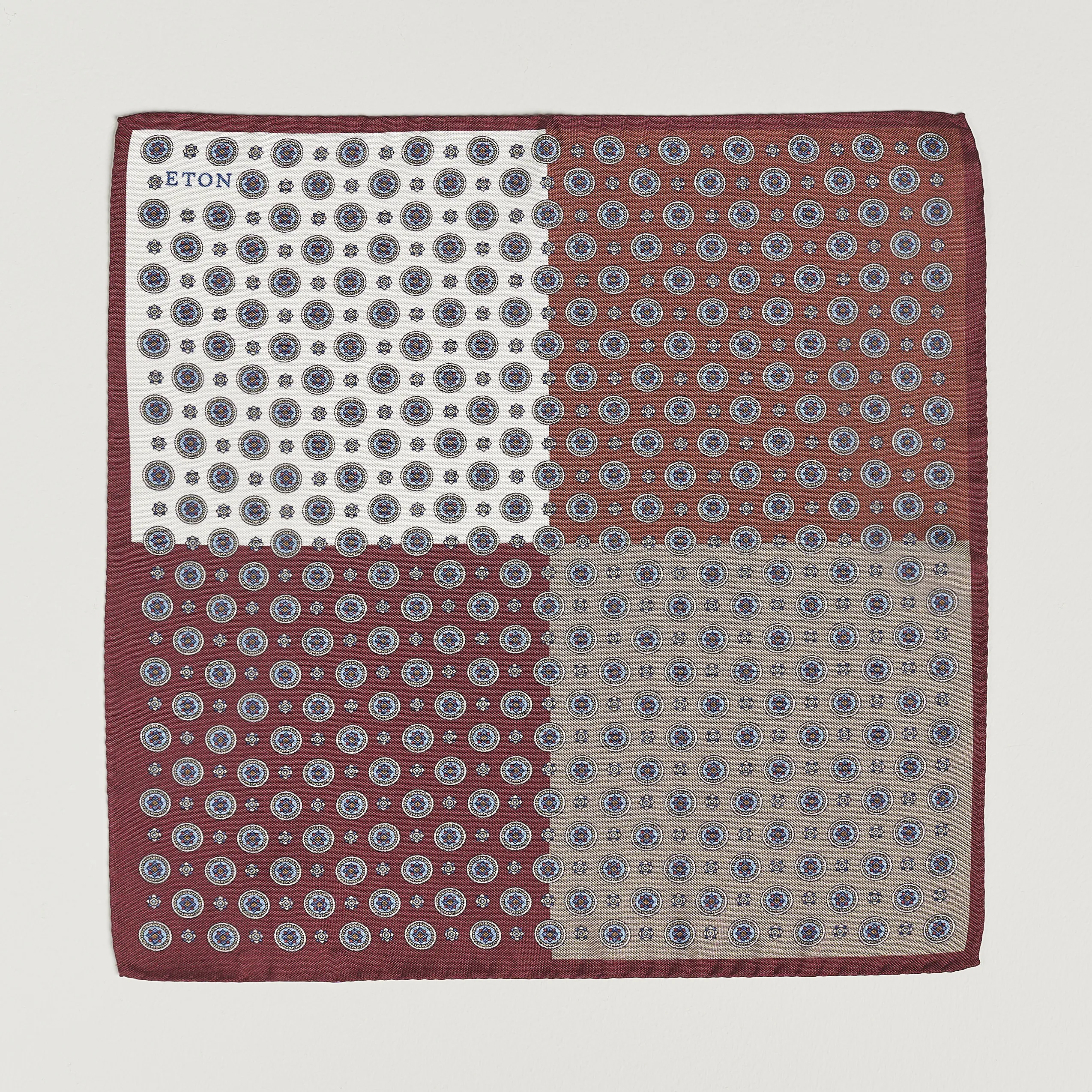 Eton Silk Four Faced Medallion Pocket Square White Multi