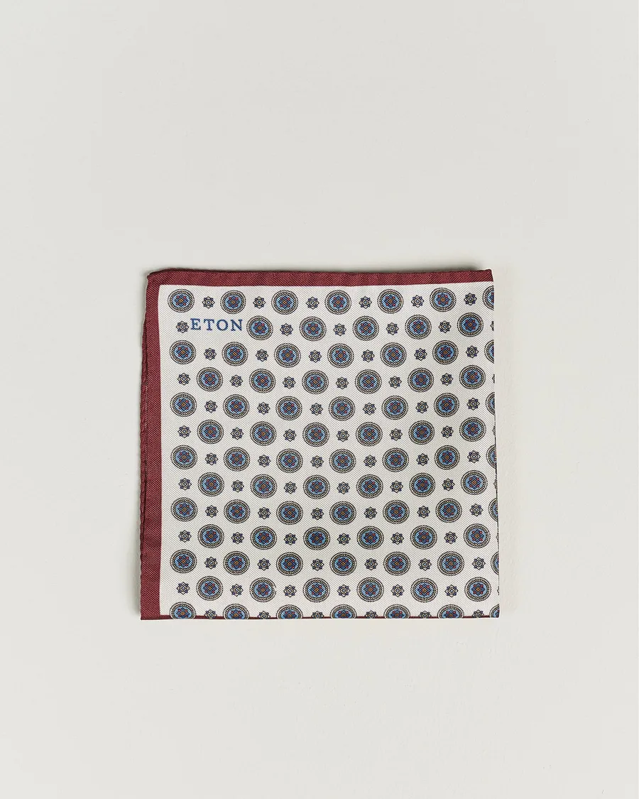 Eton Silk Four Faced Medallion Pocket Square White Multi