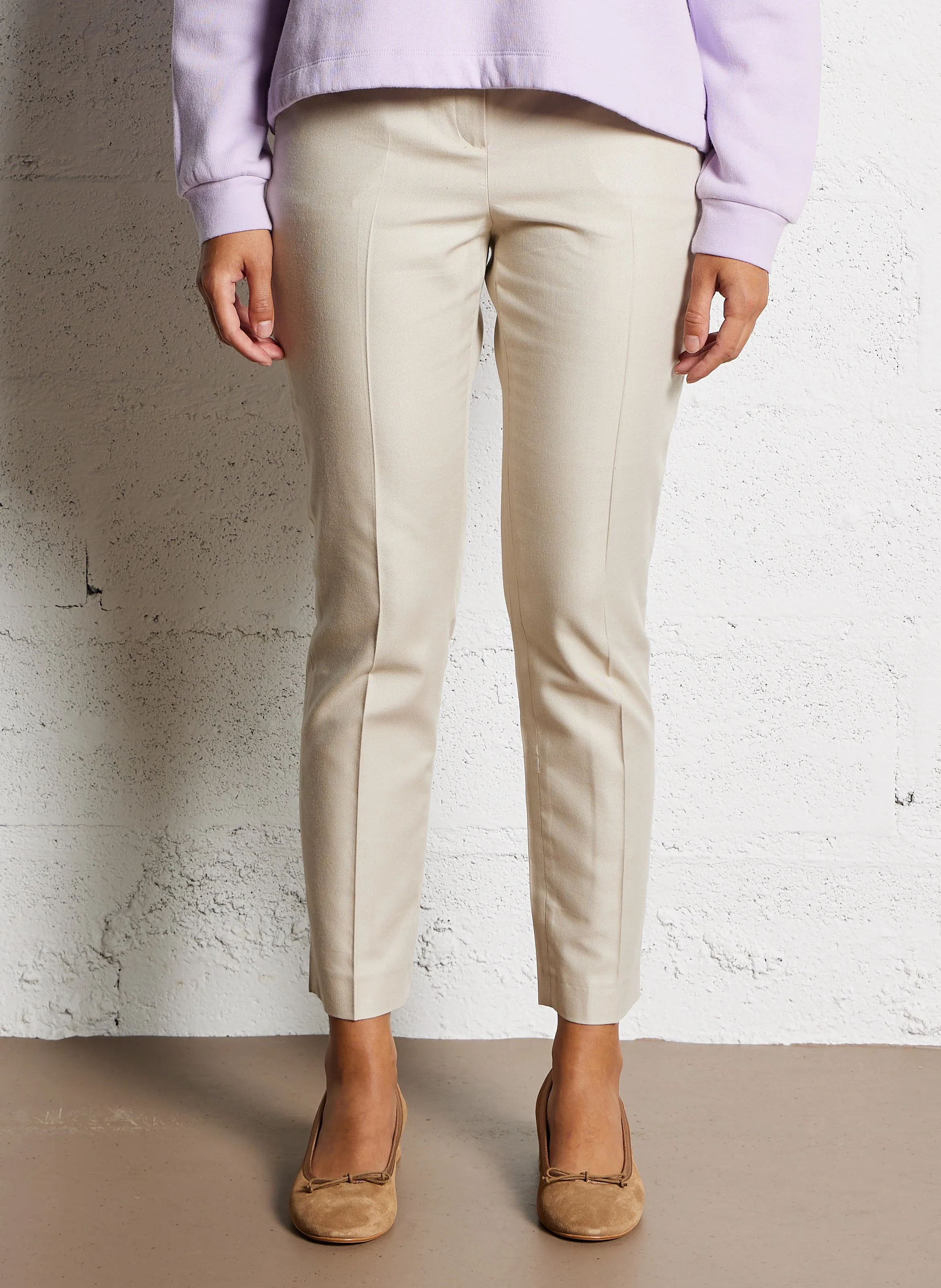 FELIX  PANTALóN RECTO DE MEZCLA DE LINO Y ALGODóN EN BLANCO