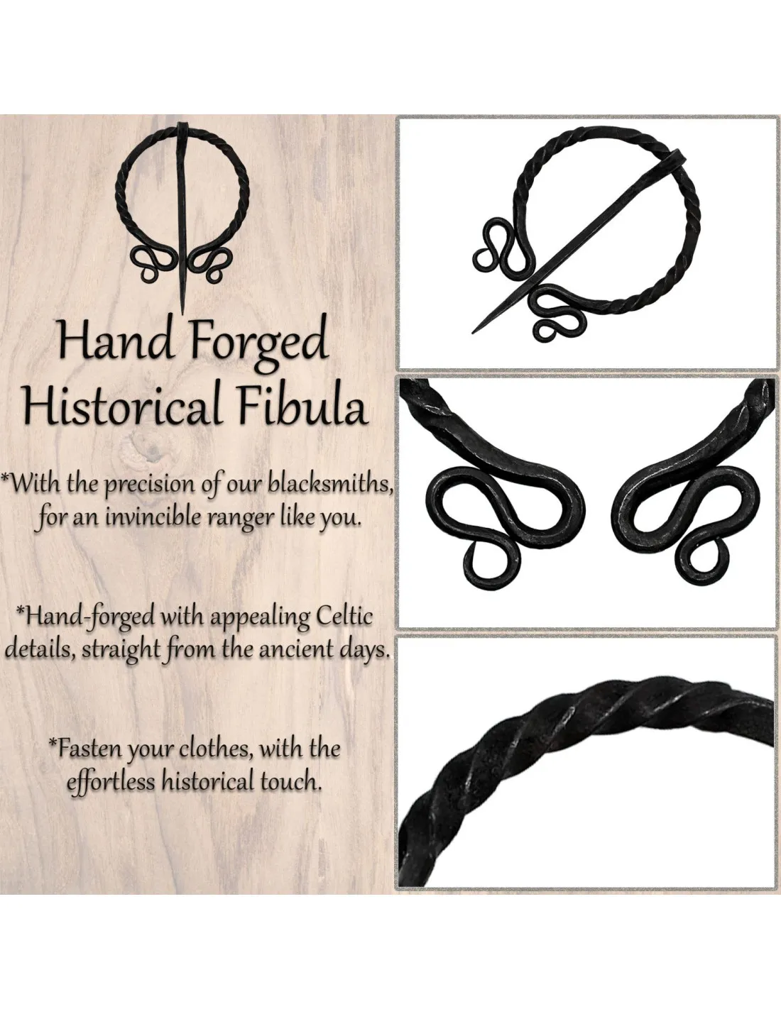 Fíbula histórica Elfo forjada a mano (11x6,5 cm.)