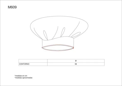Gorro liso cocinero con velcro adaptable Rojo