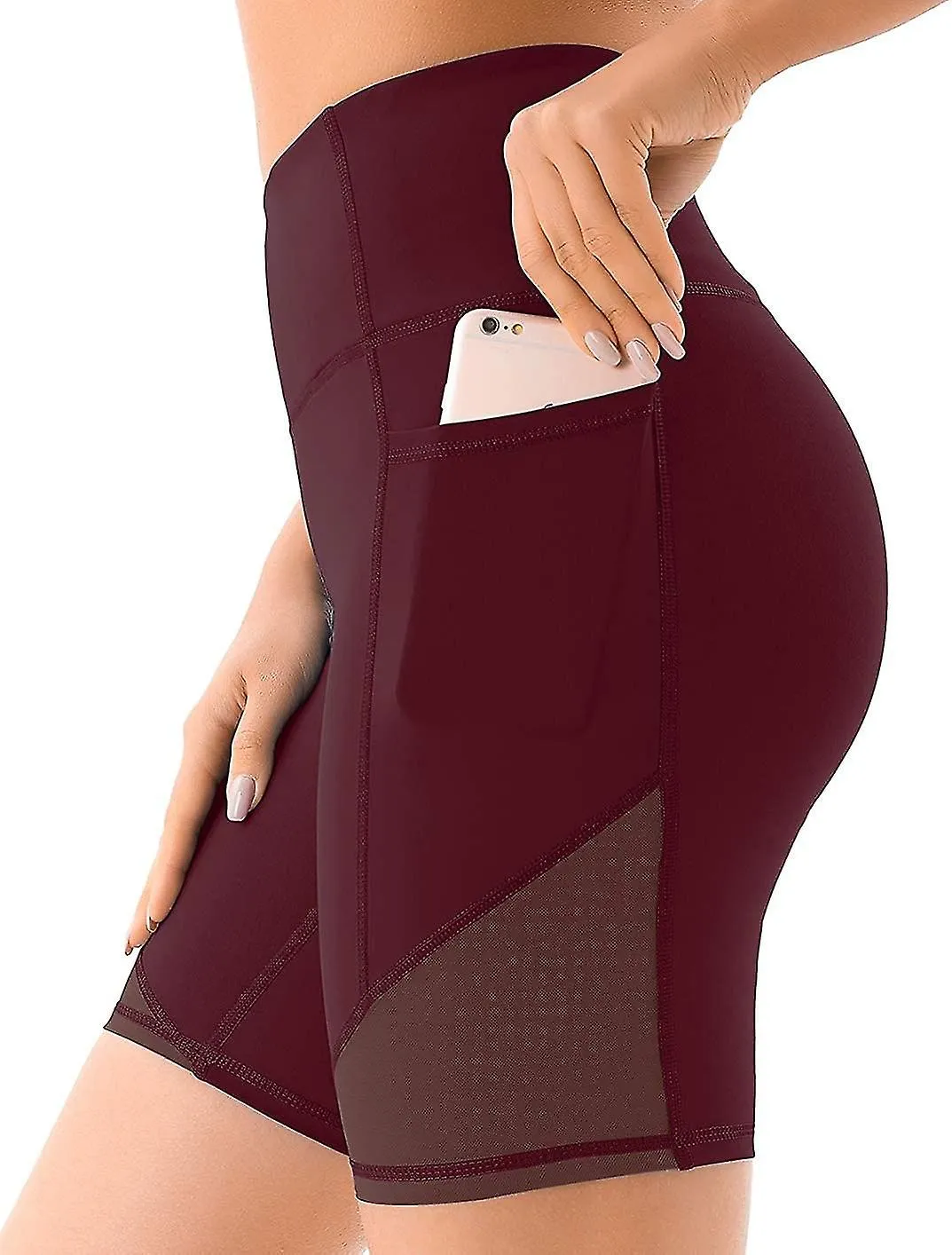 High Waisted Mesh Yoga Shorts For Women With Deep Pockets Women's Workout Biker Shorts