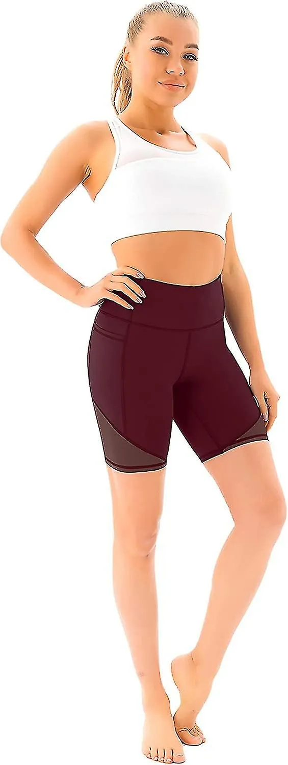 High Waisted Mesh Yoga Shorts For Women With Deep Pockets Women's Workout Biker Shorts