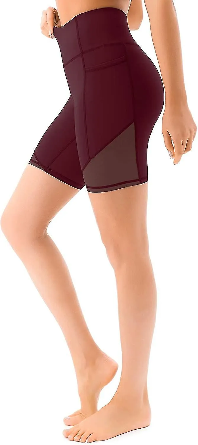 High Waisted Mesh Yoga Shorts For Women With Deep Pockets Women's Workout Biker Shorts