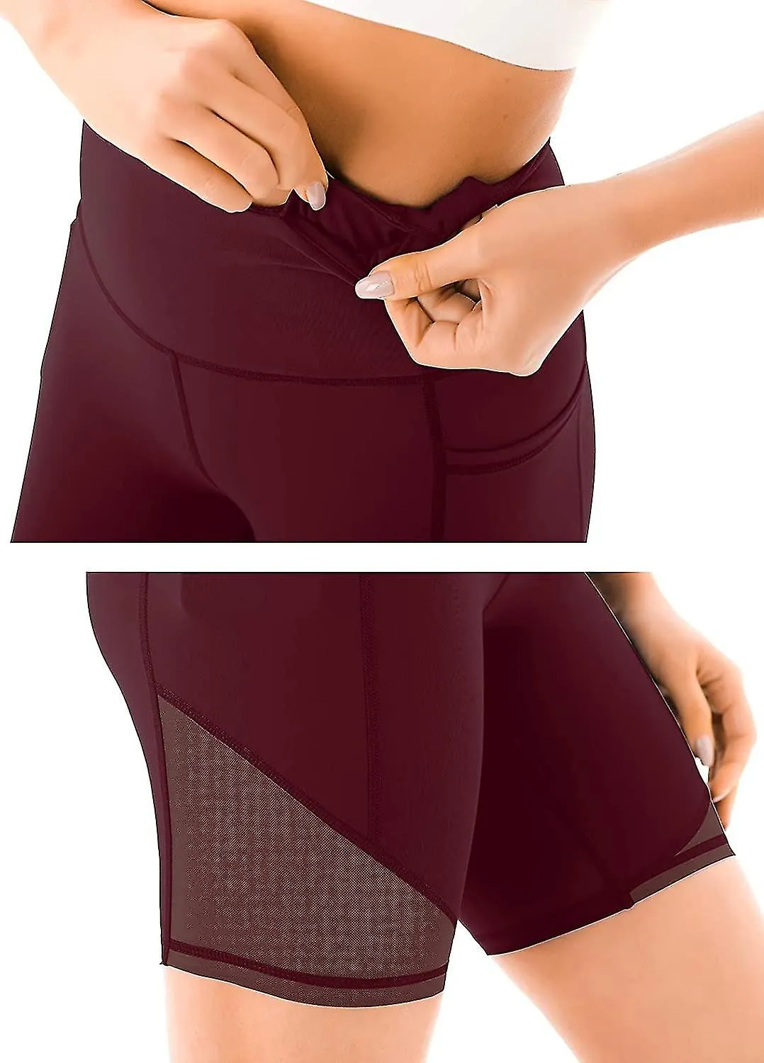 High Waisted Mesh Yoga Shorts For Women With Deep Pockets Women's Workout Biker Shorts