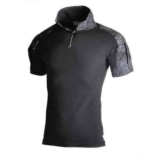Hombres Camo Militar Combate Camiseta Manga Corta Camisa Táctica Airsoft Paintball Camping Ropa de Caza