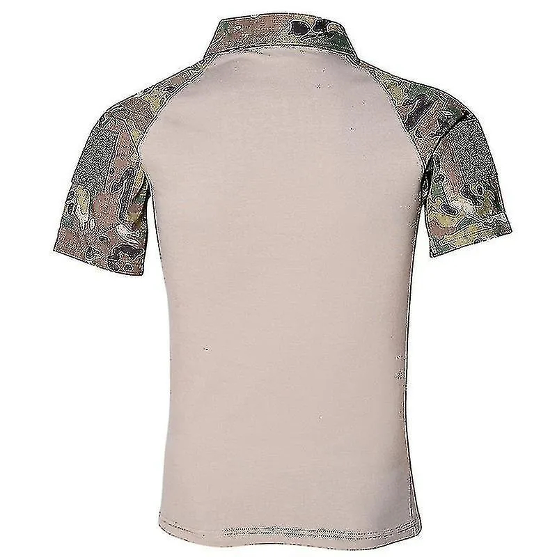 Hombres Camo Militar Combate Camiseta Manga Corta Camisa Táctica Airsoft Paintball Camping Ropa de Caza