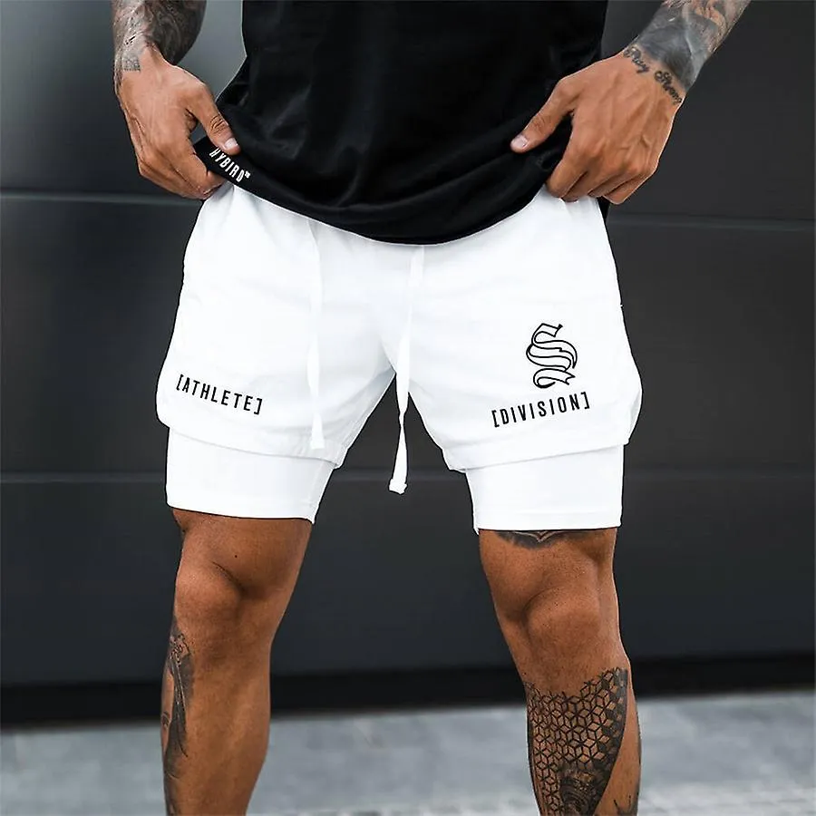  Hombres Gimnasio Entrenamiento Masculino Transpirable 2 En 1 Doble Cubierta Ropa Deportiva De Secado Rápido Jogger Pantalones C