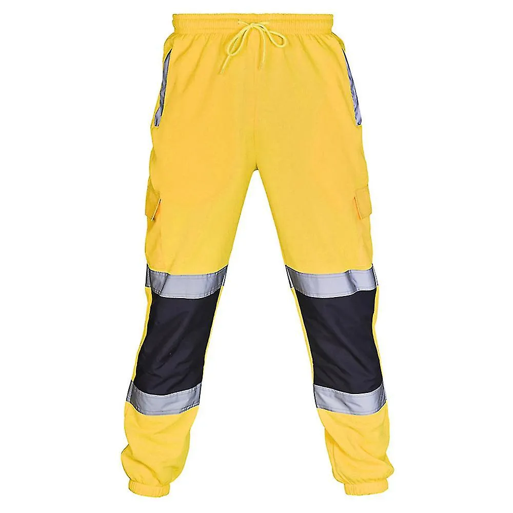 Hombres Hi Viz Vis Alta visibilidad Color reflectante Block Pantalones Senderismo Seguridad Ropa de trabajo Pantalones