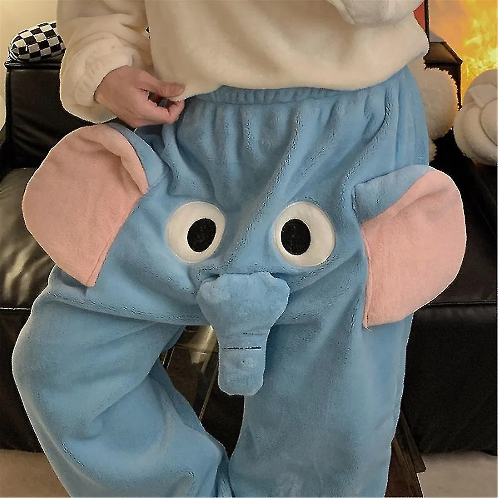 Hombres Mujeres Elefante / cerdo 3d Franela Pijama Pantalones Pareja Divertido Invierno Cálido Acogedor Suave Pantalones de Casa